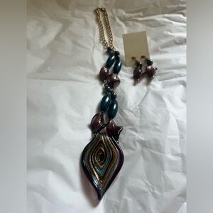 Chunky Spiral Beaded Necklace & Earrings Fashion Jewelry Set